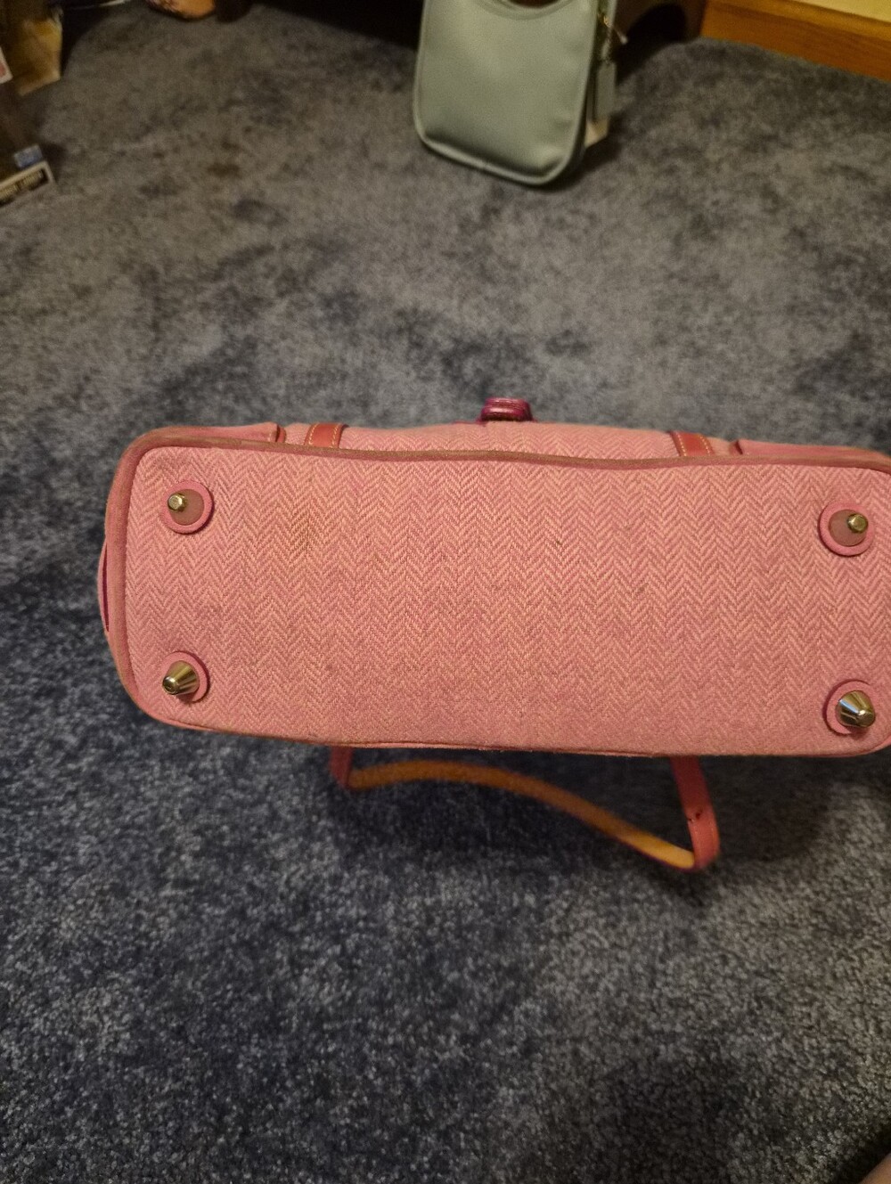 Coacg Y2k Pink Herringbone Hamptons Satchel Handbag - Picture 5 of 7